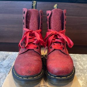 1460 Pascal Fine Glitter Doc Martens Red